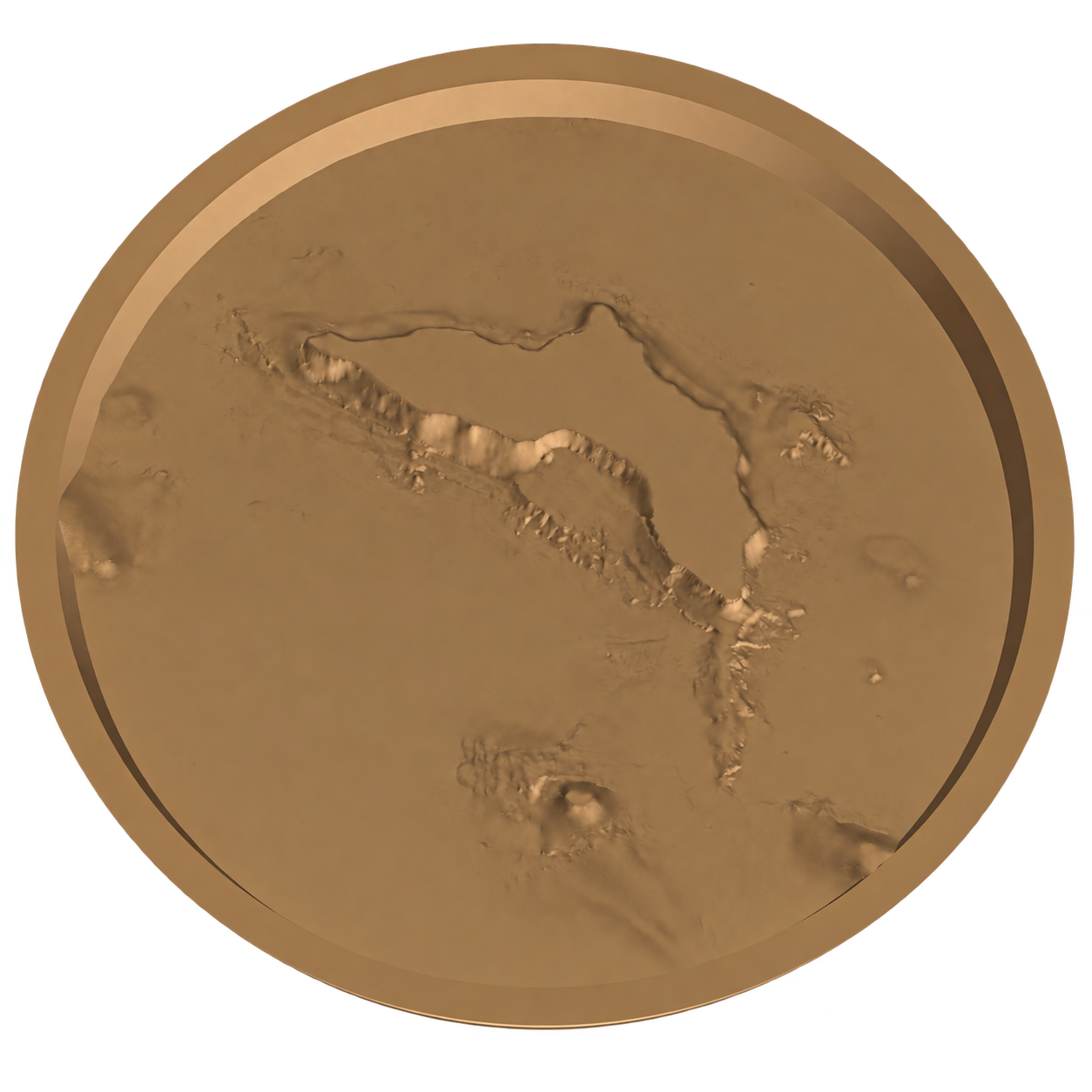 Circular 3D bathymetric relief model